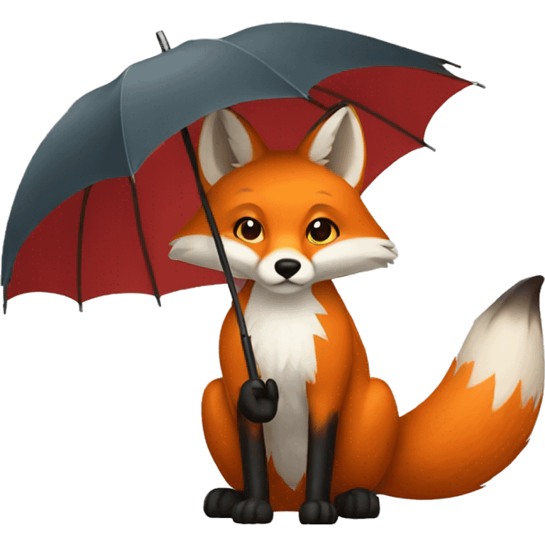 A RED FOX with an umbrella emoji