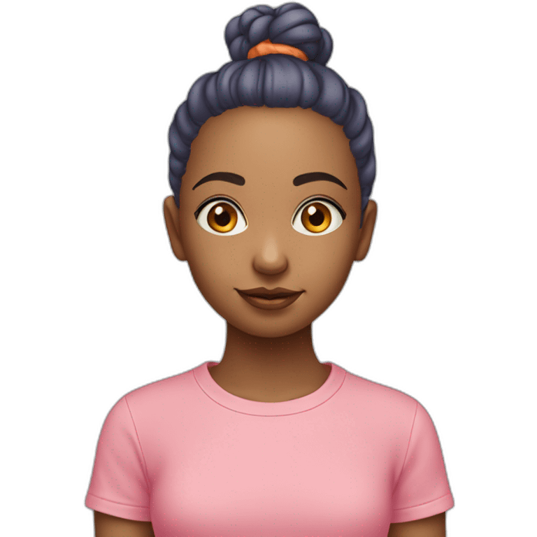 girl whith orange hear and blue eyes in pink t-short emoji