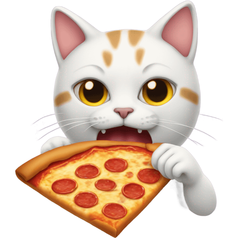 Cat eating pizza emoji