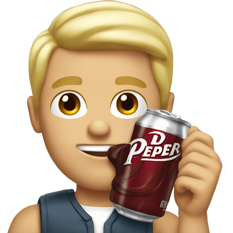 Strong blond guy drinking Dr Pepper  emoji