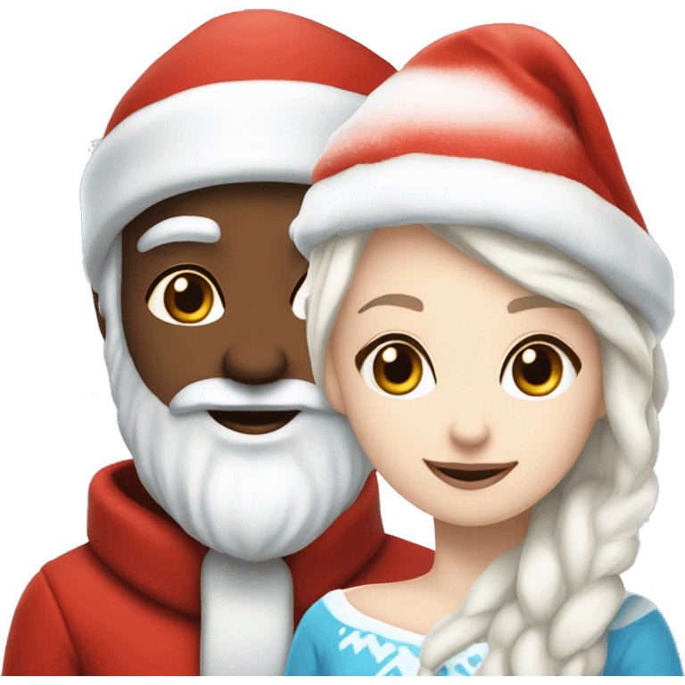 The white-skinned Snow Maiden and Santa Claus emoji