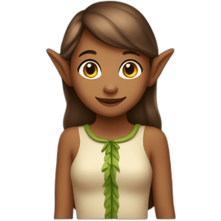 Shy happy elf brown girl emoji