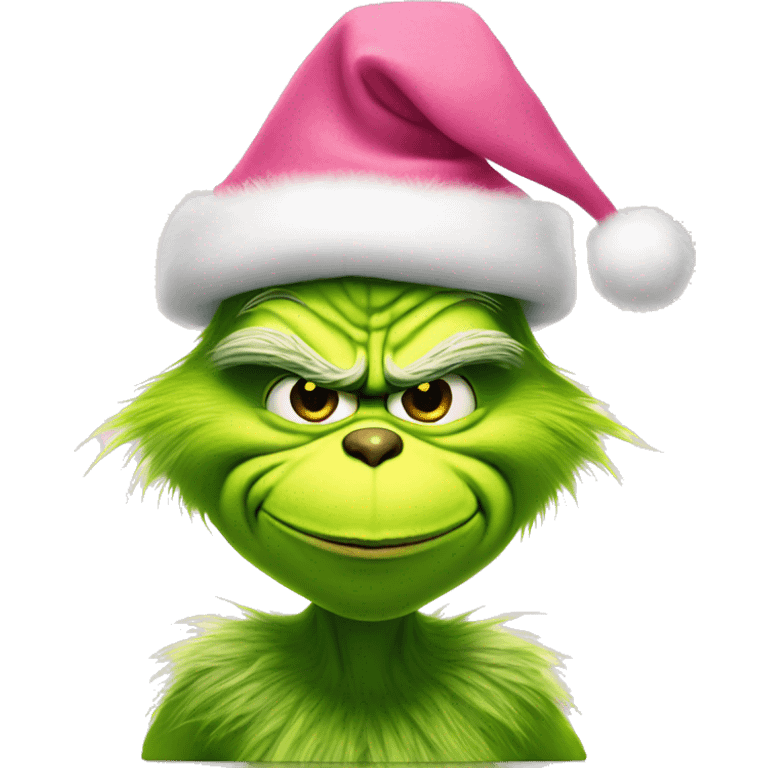 grinch with pink christmas hat emoji