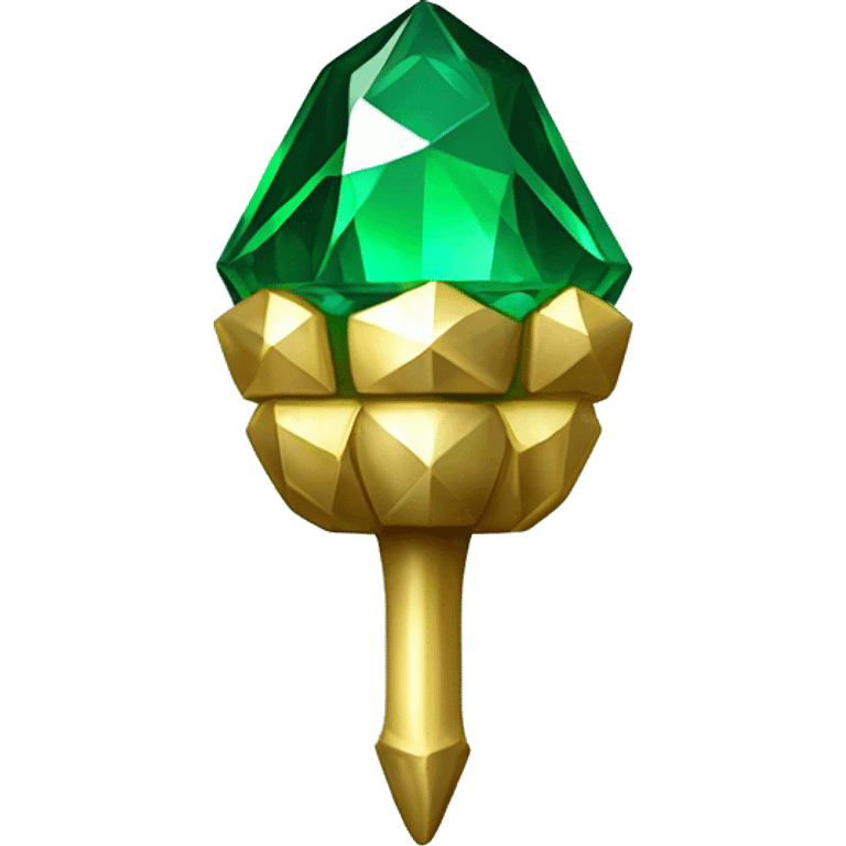 emerald Acorn, sparkling like a diamond, with short top and stem made of gold and diamond emoji