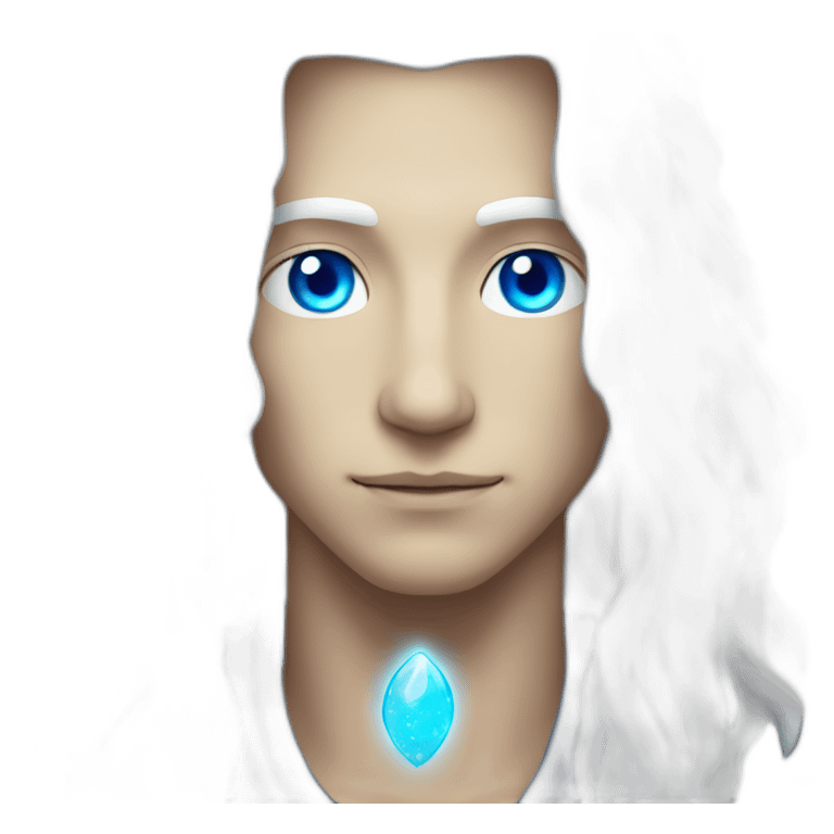 male nordic pleiadian with long white hair and blue eyes emoji