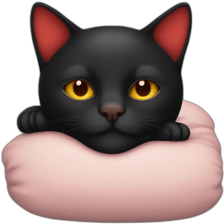 Black red cat sleeping  emoji