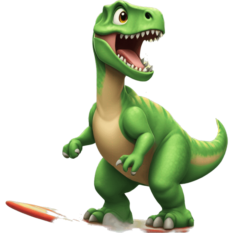 Dinosaurio surfeando emoji