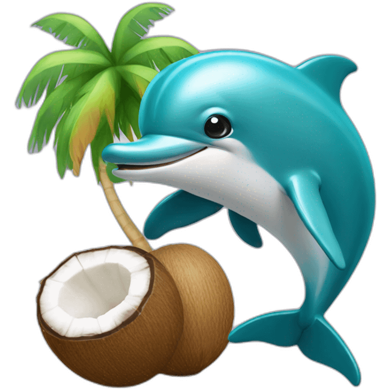 dolphins with coconut emoji