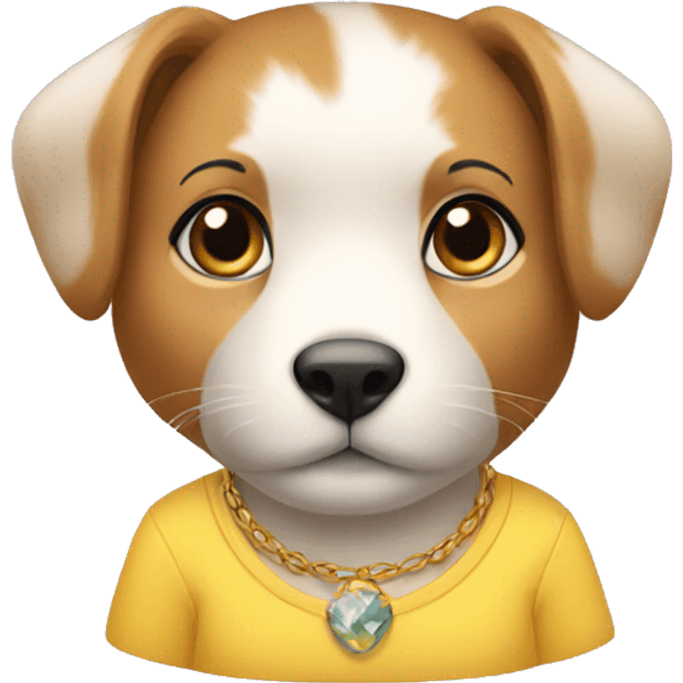 female animal with Yellow shirt and earrings emoji