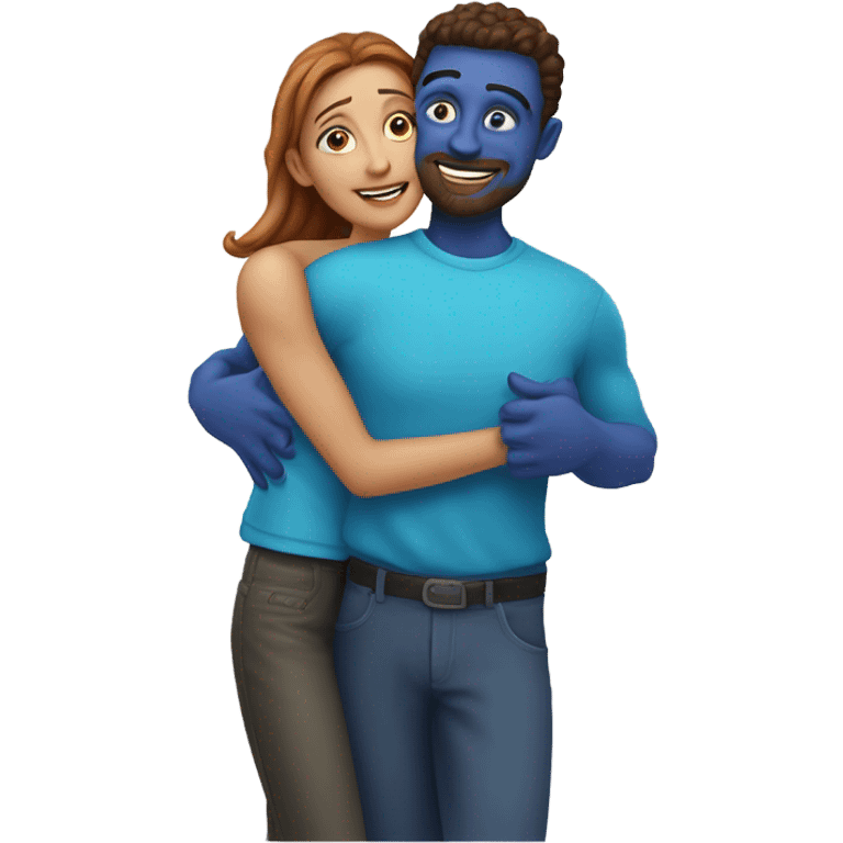 alien woman hugs white man emoji