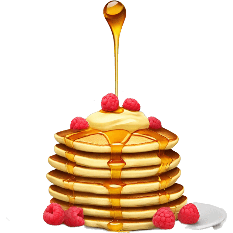 Delicious pancakes with honey and raspberries emoji