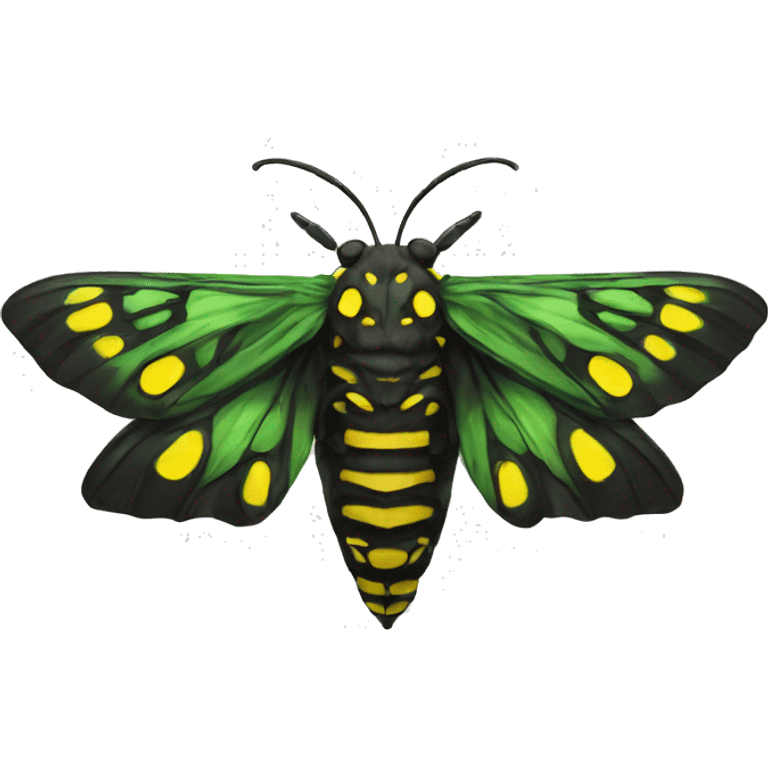 Deaths head moth, skull, black green and yellow emoji