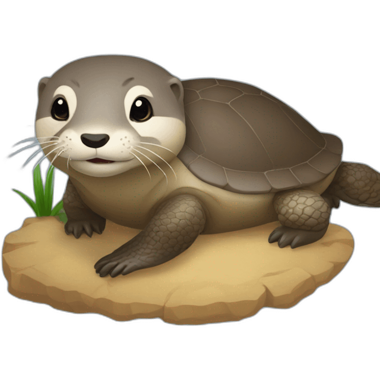 Loutre sur une tortue emoji