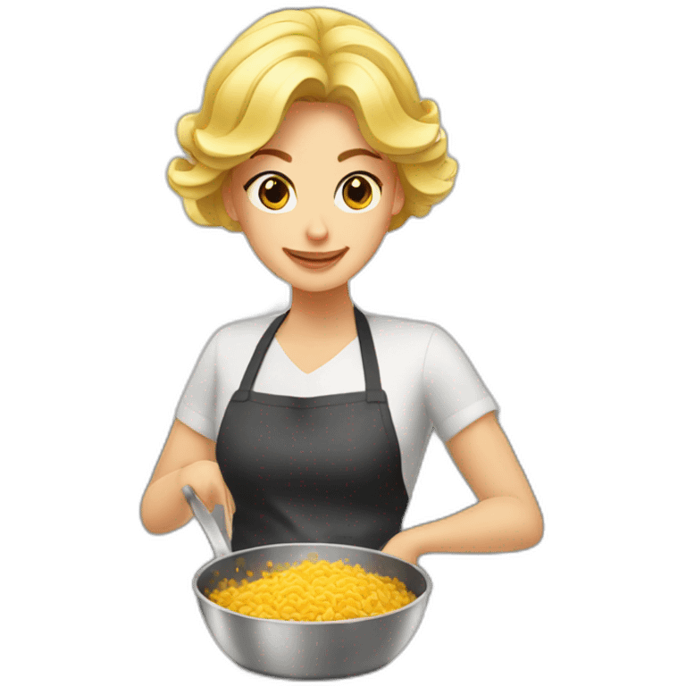 blonde woman making a dish emoji