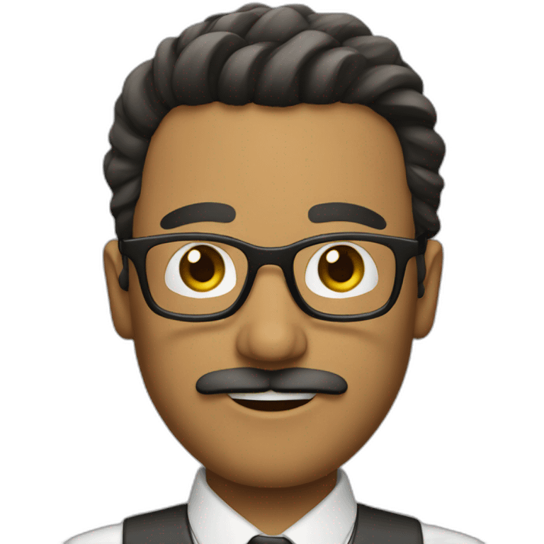 a shor hair man, using glasses, with mustache emoji