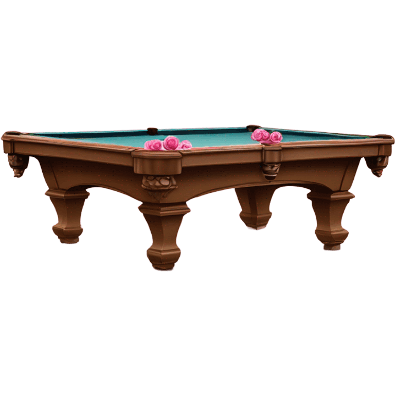 Pink pool table with sparkles and vines of roses  emoji