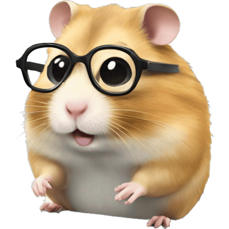 hamster with glasses is coding with laptop on the desk emoji