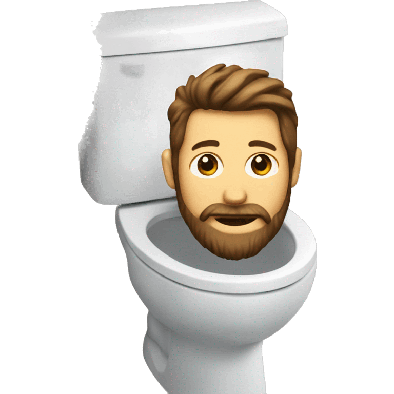 a toilet with a man's head coming out with brown hair and a beard emoji