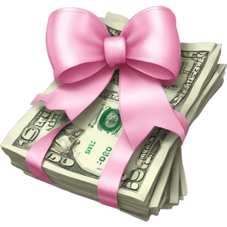 A bunch of dollars, tied with pastel pink bow emoji