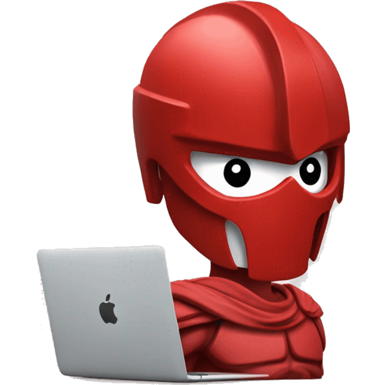 spartan in red with macbook emoji