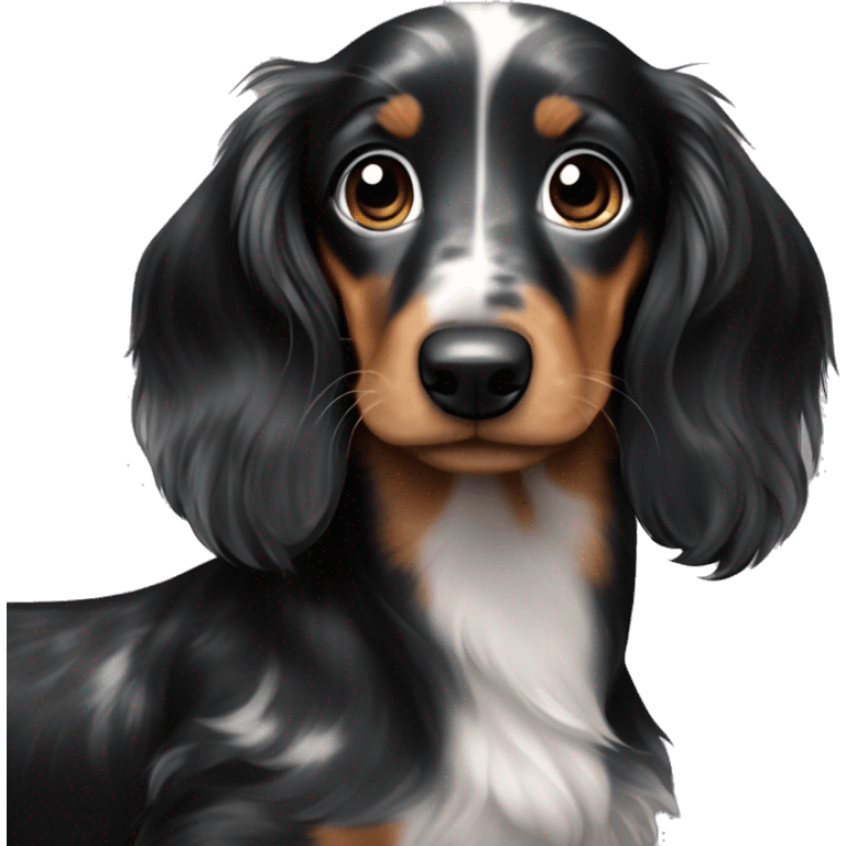 Long-haired black merle dachshund puppy  emoji