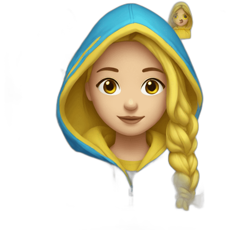 Ukrainian girl wearing hoodie in yellow and blue color emoji