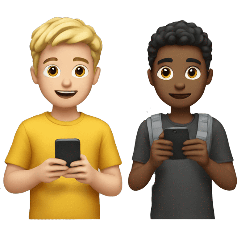 2 boys looking at a phone  emoji