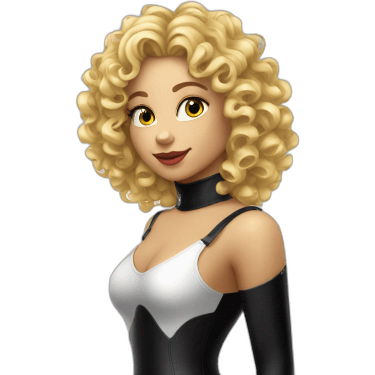 curly-blonde-woman-latex-black-catsuit emoji