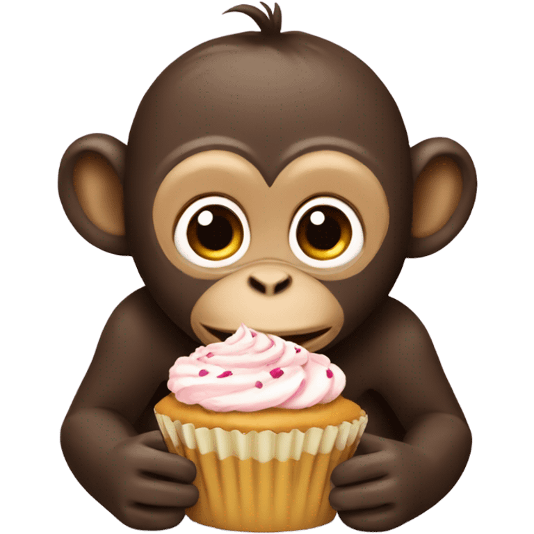 Monkey eating a cupcake emoji