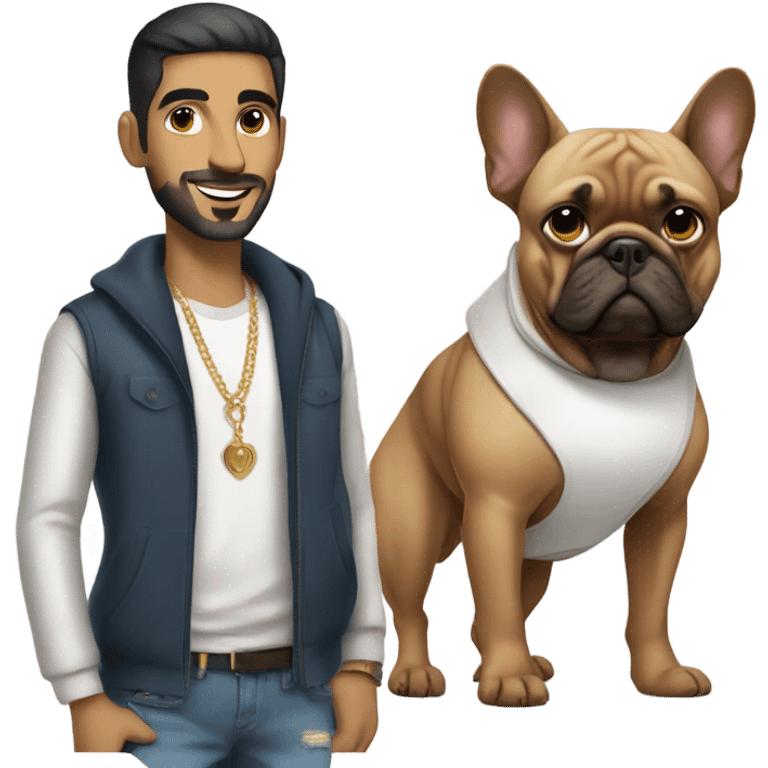 Arab guy with drip holding a French bulldog  emoji