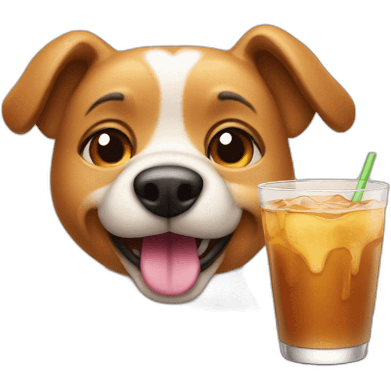 caramel dog with glass of drink emoji