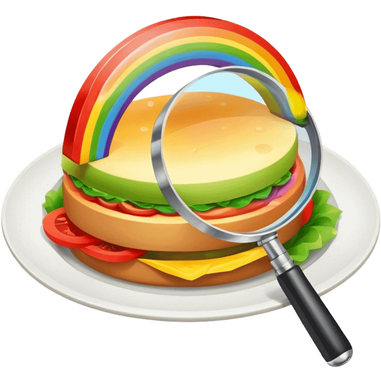 a rainbow meal and magnifier emoji