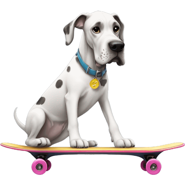 Great Dane riding a skateboard emoji