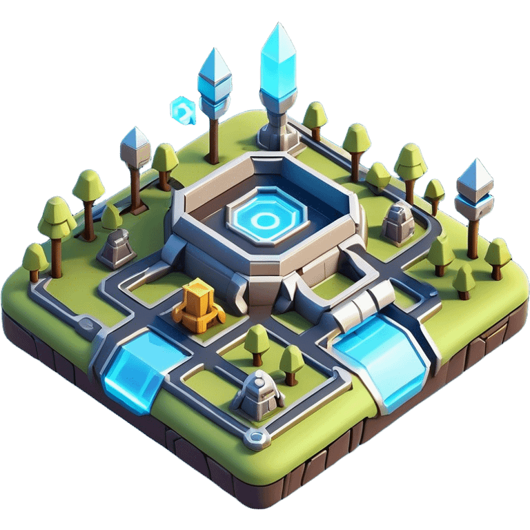 Clash of Clans aesthetic: Cinematic Playful 3D Isometric Holographic Map Emoji, rendered in a 3D vector-style similar to standard emojis with minimal shading and bold, simplified shapes. A compact, distinct form with signature details, softly glowing with a futuristic sci-fi warfare charm. Simplified yet unmistakably iconic, highly detailed and consistent, glowing with a soft radiance and high shine. Stylized with a touch of high-tech brilliance and a soft glowing outline, capturing the essence of a beloved gaming relic with a friendly, playful manner! emoji