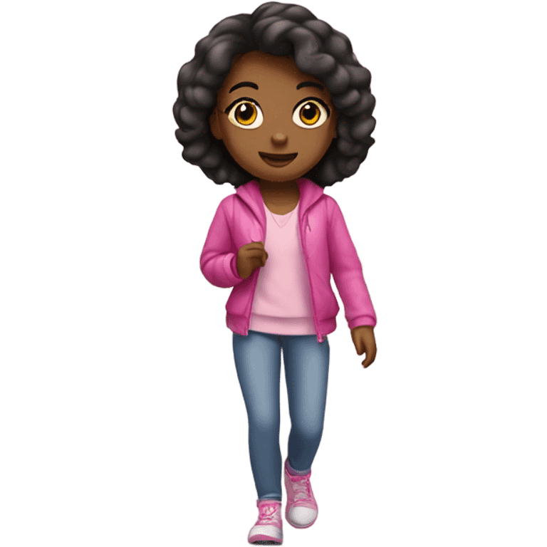 girl in pink going for a walk in the city emoji