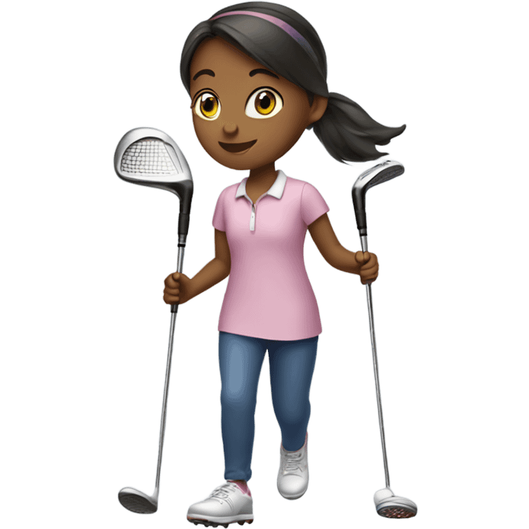  Young girl carrying golf clubs  emoji