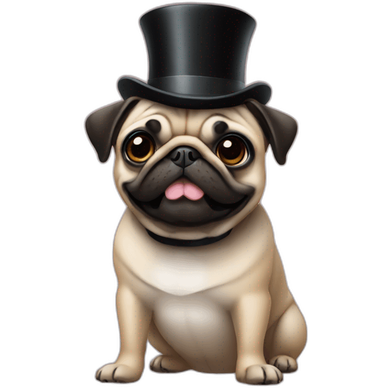 pug wearing a top hat emoji