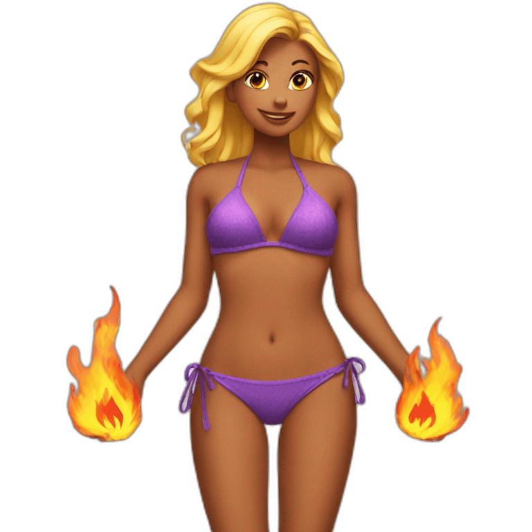 Bikini with flames emoji