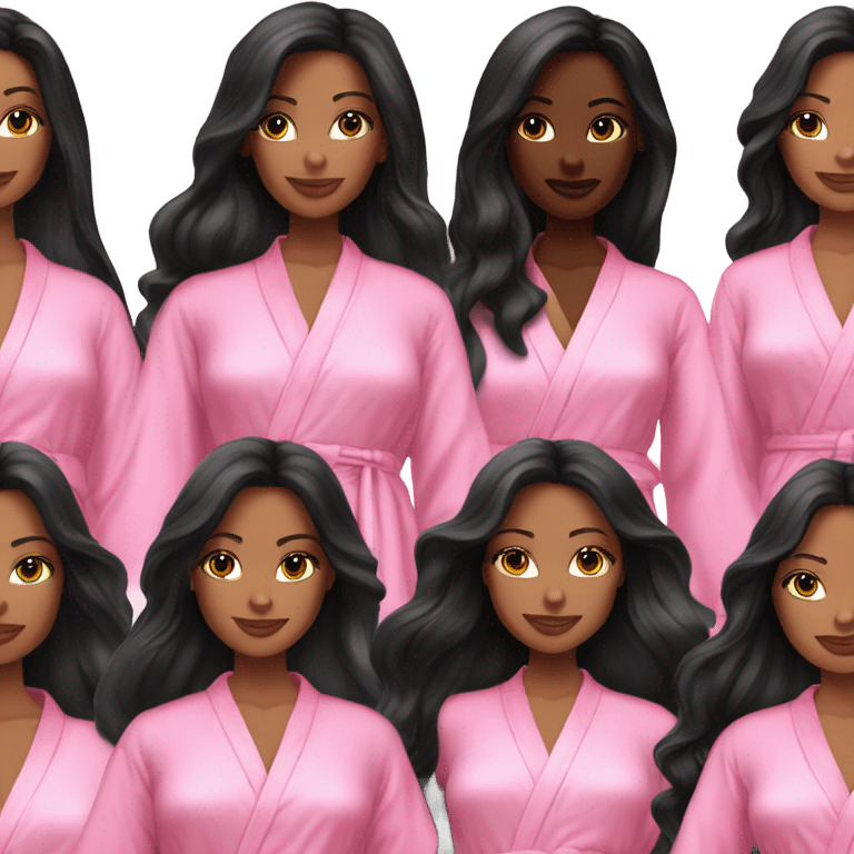 Tanned woman with long black hair wearing a silk pink Victoria’s Secret robe emoji