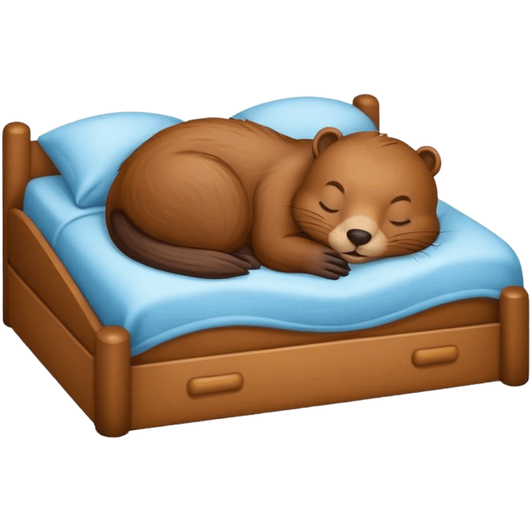 Beaver sleeping in bed emoji