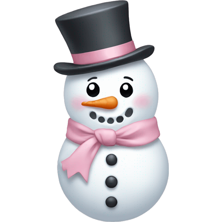 Snowman with a light pink bow emoji