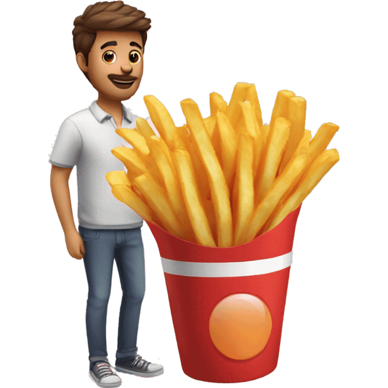 guy gifting french fries bouquet insteasd of flowers emoji