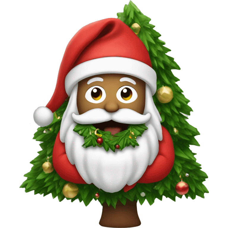 Santa eating a Christmas tree emoji