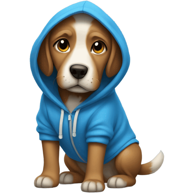 Dog wearing a blue hoodie  emoji