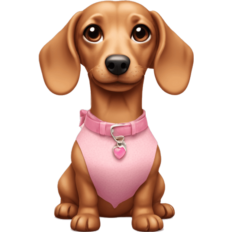 Dachsund cream with pink dress emoji