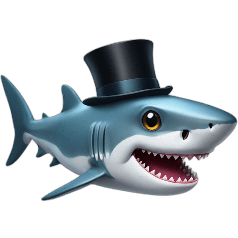 Shark with a top hat emoji