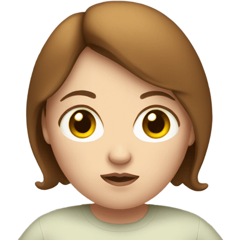 Very overweight young white short woman with brown hair emoji