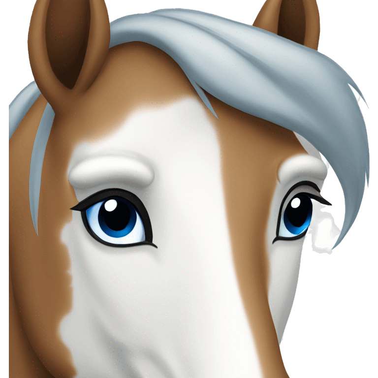 white and brown horse with blue eyes emoji