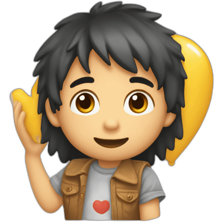 Niño especial con vinilo en la mano emoji