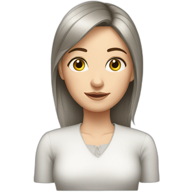 Russian woman with gray eyes and ponitail emoji